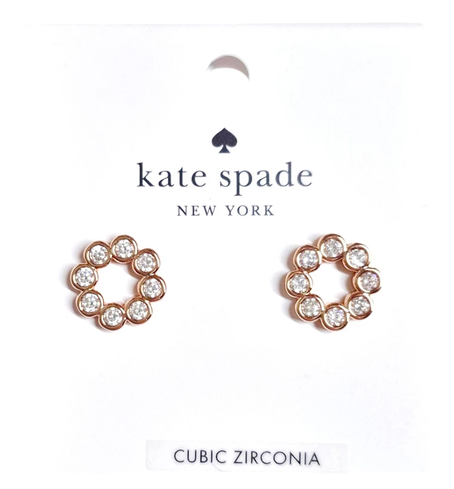 Aretes Kate Spade círculo completo enchapados en oro rosa transparente O0RU2366 nuevos Foto 1 de 4