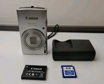 Canon Powershot 180 Digital Elph 20MP Camera w/ Card - Charger & Case -  Works - Image 1 of 4