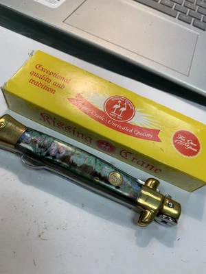 Kissing Crane Abalone Stainless Steel Stiletto Manual Pocket Knife - Image 1 of 4