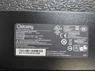 NEW Chicony AC Adapter A17-230P1A 19.5V DC 11.8A 230W MSI Clevo Gigabyte Charger