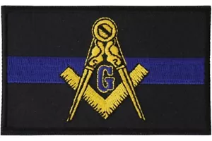FREIMAURER DÜNNE BLAUE LINIE STRAFVERFOLGUNGSBEHÖRDEN GESTICKTER PATCH ** KOSTENLOSER VERSAND ** - Bild 1 von 1