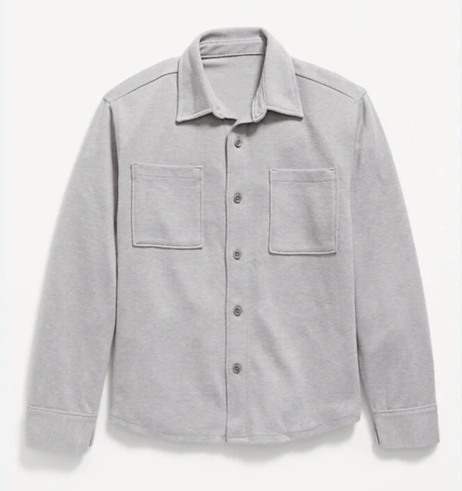 Old Navy Boys Size L Size 12 Cozy-Knit Pocket Shirt  Light Grey NWT (size 14/16) - Image 1 of 1
