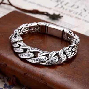 Bracciale Uomo Colore Argento Nuovo Design Originale Retrò Trasferimento Personalità - Foto 1 di 24