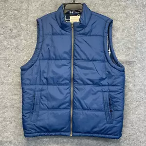 WEATHERPROOF VINTAGE Vest Men's XL Navy Blue Quilted Puffer Flannel Lined Zip Up - Picture 1 of 13