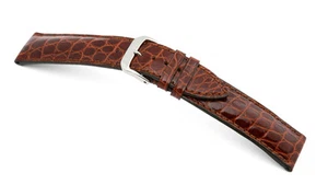 "Correa de reloj de cocodrilo genuino RIOS1931 22 mm marrón caoba ""Heritage"" - Imagen 1 de 3