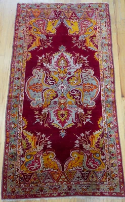 Antique Turkish Oushak Hand Knotted 100% Wool Colorful Rug 3' x 6' - Image 1 of 4