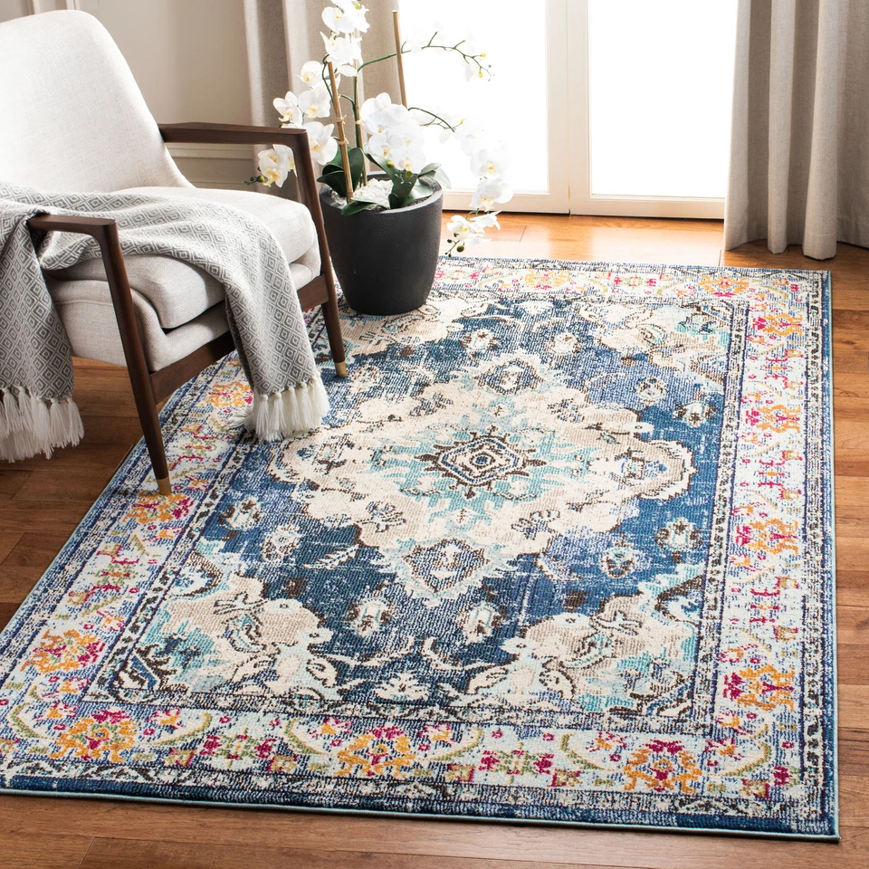 Safavieh Classic Texture Navy / Light Blue Vintage Area Rug MNC243N - Image 1 of 3