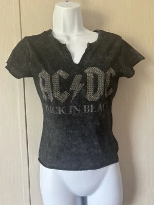 Camiseta ACDC Extra Pequeña Cuello en V/Manga Corta Perla Recortada XS Foto 1 de 4
