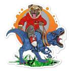 Pug Dog T-Rex Dinosaur, Vinyl Decal Sticker, Indoor Outdoor, 3 Sizes, #7968