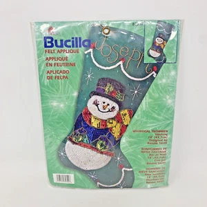 Whimsical Snowman Sequin Felt Christmas STOCKING KIT 18" Holiday Time Sealed New - Picture 1 of 6