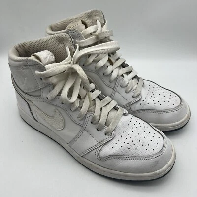 Nike Air Jordan Retro 1 Zapatos Altos OG Perforados Blanco Talla 6.5Y Limpios Foto 1 de 4