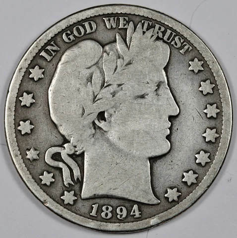 1894-s Barber Half.   Better Grade.  186369 Cover