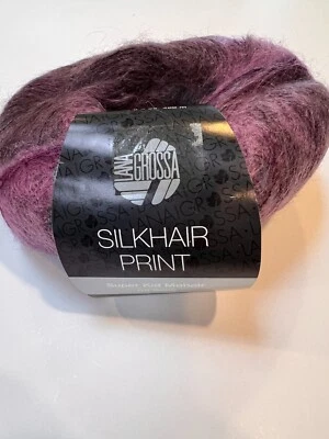 Lana Grossa,NEW Silkhair Print,1 ball, color 364 (eggplant/carnation) 50g,437yds - Image 1 of 4