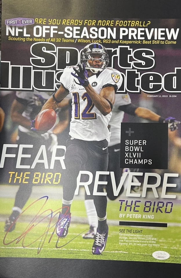 Baltimore Ravens Jacoby Jones Sports Illustrated firmado 11x17 certificado de autenticidad JSA *SIN TARJETA* Foto 1 de 1