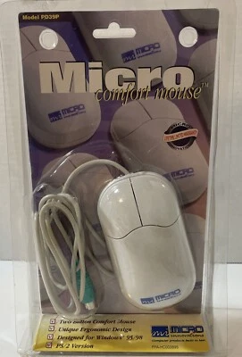 Micro Comfort Mouse PS/2 Model PD39P Computer Accessories Wired Gaming ~Vintage - Image 1 of 4