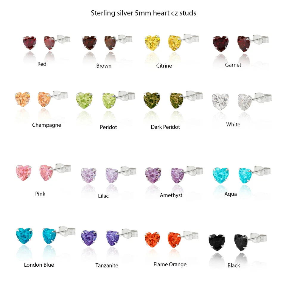 Argento Sterling 5mm Zircone Cubico orecchini a perno cuore / Scatola regalo - Immagine 1 di 2