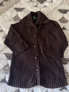 Lauren Jeans C Ralph Lauren  Cardigan Sweater Womens L Brown 3/4 Sleeve 061 - Picture 1 of 11