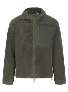 Front Row GREEN BEIGE BLACK or BLUE Recycled Polyester Sherpa Fleece Jacket - Picture 1 of 8