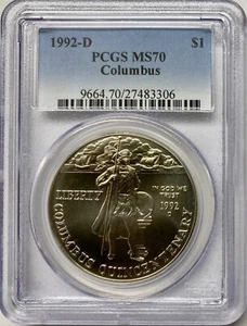 1992-D Columbus Commemorative Silver Dollar PCGS MS70 - Picture 1 of 4