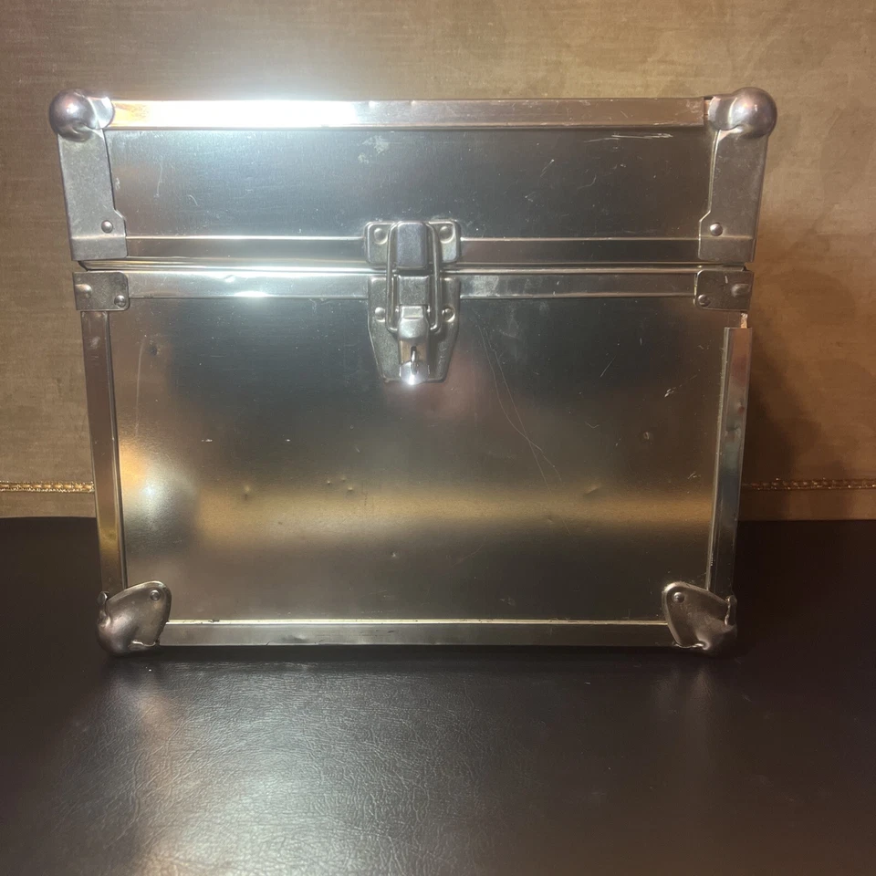 Vintage MCM Gold Metal Trunk Chest Storage Box Case Hollywood Regency Steampunk - Image 1 of 4