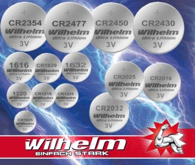 Wilhelm CR2032 CR2025 CR2016 CR2450 CR2430 CR2477 CR2354 CR1620 CR1220 CR1632 - Bild 1 von 4