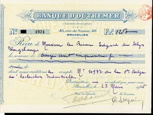 Reçu + Lettre + Enveloppe timbrée adressées au Baron Edgard de Selys Longchamps - Picture 1 of 3