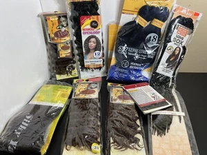 Lot of 7 Human Hair and Synthetic Blend Extensions Braids - Picture 1 of 6