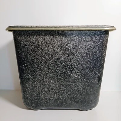 1950s Mid Century Modern Molded Black Fiberglass Wastebasket Trash Receptacle - Image 1 of 4