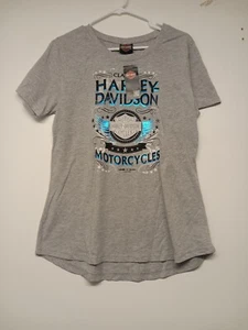 Harley Davidson Womens TshIrt Size Large Gray Blue White San Jacinto Texas NWT - Picture 1 of 15