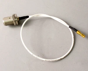 Cannon Type N B/H Female Connector to Male Coax Gold Connector w/ 17" Cable Assy - Picture 1 of 3