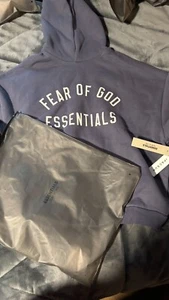Marine Fear of God Essentials Hoodie Size Medium Men's Fleece Hoodie (BRAND NEW) - Picture 1 of 3
