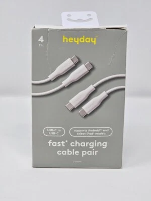 4' USB-C to USB-C Round Cable 2pk - heyday™ White - Image 1 of 2