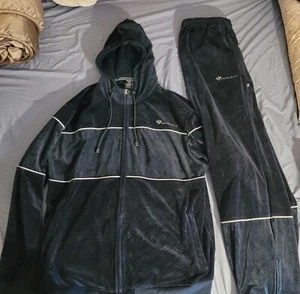VINTAGE 2000's Y2K OUTKAST CLOTHING VELOUR TRACK SUIT Xl Black Good Condition - Picture 1 of 9