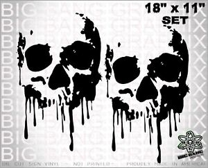 Skull Vinyl Decal Sticker (2)18" Die Cut Blood Drip Horror Dark Punk Rock Window
