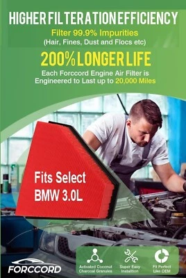 Filtro de aire de larga duración HV 13717542294 para BMW 3,0 L 128i 2008-2014 328i 2007-2013 Foto 1 de 4