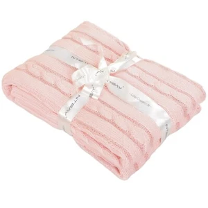 NTBAY 100% Pure Cotton Cable Knit Toddler Blanket, Super Soft Warm Breathable - Picture 1 of 6