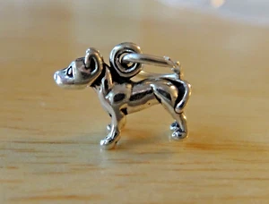 Sterling Silver TINY 9x12mm Solid Pit Bull American Staffordshire Terrier Charm - Picture 1 of 5
