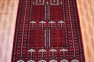 Oriental Rug Hand Knotted Bohemian Living Room Rug 2.6x4 Wool Red Color Rugs - Picture 1 of 5