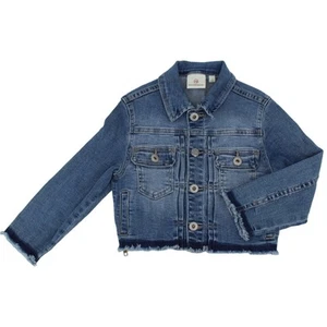 AG Adriano Goldschmied Girls Small Denim Jacket Raw Hem Zipper Detail Pockets - Picture 1 of 6