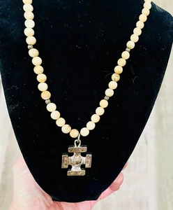 RARE 1970’s Napier Modernist Stone Necklace with Signed Brutalist Cross - Picture 1 of 15