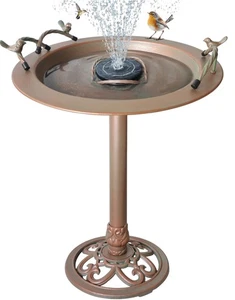 Bird Bath Fountain Metal - Cast Iron Birdbath 28.5"h For Water Feeder Bowl Yard - Picture 1 of 9