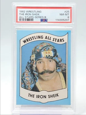 THE IRON SHEIK 1982 WRESTLING ALL STARS ROOKIE SERIE B #25 PSA 8 Q5775 Foto 1 de 2