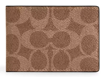 ❤️Coach Compact Billfold Wallet - CW368 Tan Red Signature Canvas/Leather - NWT - Image 1 of 3