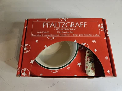 Pfaltzgraff Winterberry Dip Serving Set Bowl and Spreader 1998 In Original Box - Image 1 of 4
