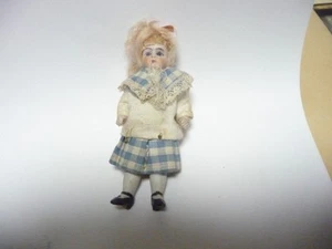 Nr.7 Antike Puppe Püppchen Glasaugen Porzellan um 1890 Puppenstuben ca. 10 cm - Bild 1 von 10