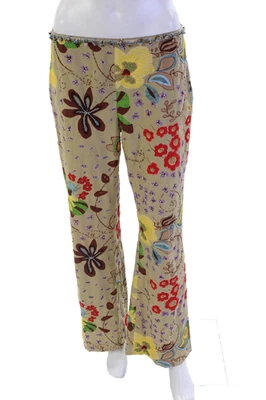 Philosophy Mujer Algodón Cuentas Cremallera Pierna Ancha Acampanado Floral Pantalones Desnudo Talla 08 Foto 1 de 4