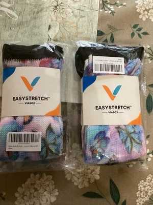(2) Easystretch Diabetic Viasox Socks Womens Butterfly S/M Women’s 5-9 Men’s 6-8 - Image 1 of 4