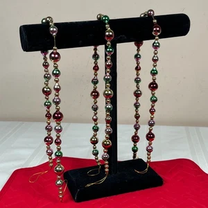 Vintage Mercury Glass Garland Christmas Multicolor Bead 23" Each Lot 3 Santa Box - Picture 1 of 5