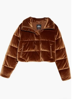 Chaqueta acolchada ALO Yoga Gold Rush Rib terciopelo marrón canela XS Foto 1 de 4