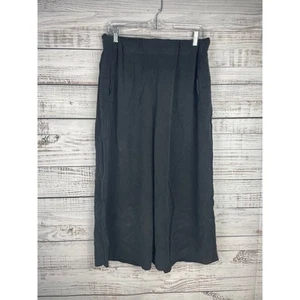 Cuyana Large Black Wide Leg Crop Pull On Pants 100% Silk Classic Minimalist - Picture 1 of 10
